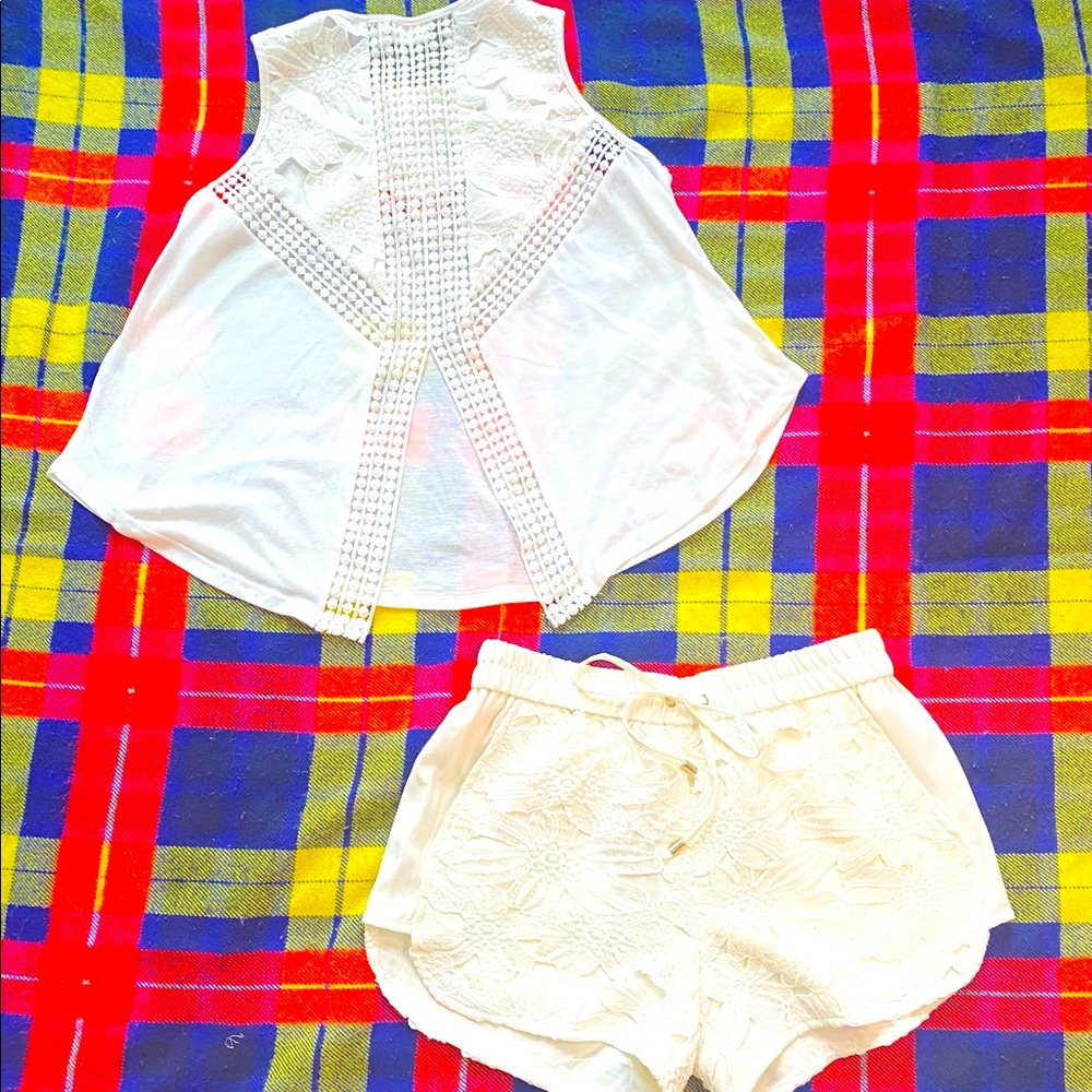 2-pc Short Set, Size XS, Cream/Off-White